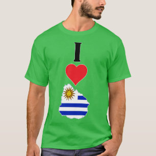 Camiseta Eu Corto Uruguai Eu Adoro Mapa Nacional de Bandeir