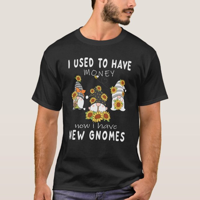 Camiseta Eu costumava ter dinheiro, abelhas e flores, jardi (Frente)