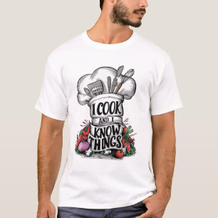 Camiseta Eu Cozinho e Eu Sei das Coisas humorada de cozinha