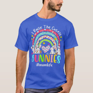 Camiseta Eu crio coelhos mais bonitos Mãe Páscoa Rainbow