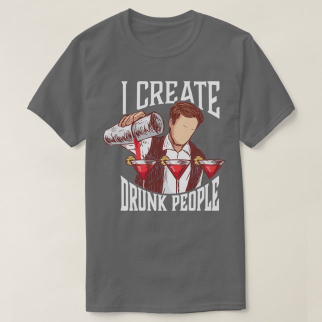 Camiseta Eu crio Design bebado para um barman (Frente do Design)