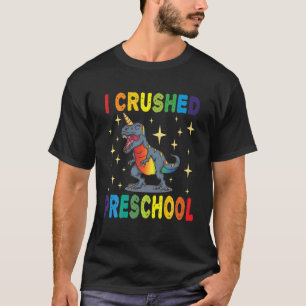 Camiseta Eu Cruzei A Pré-Escola Dinossauro Unicorn Prek Gr