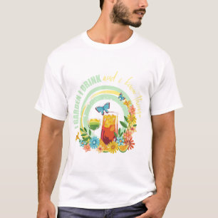 Camiseta Eu Cuido do Jardim Eu Bebo Arte de Coquetel Floral