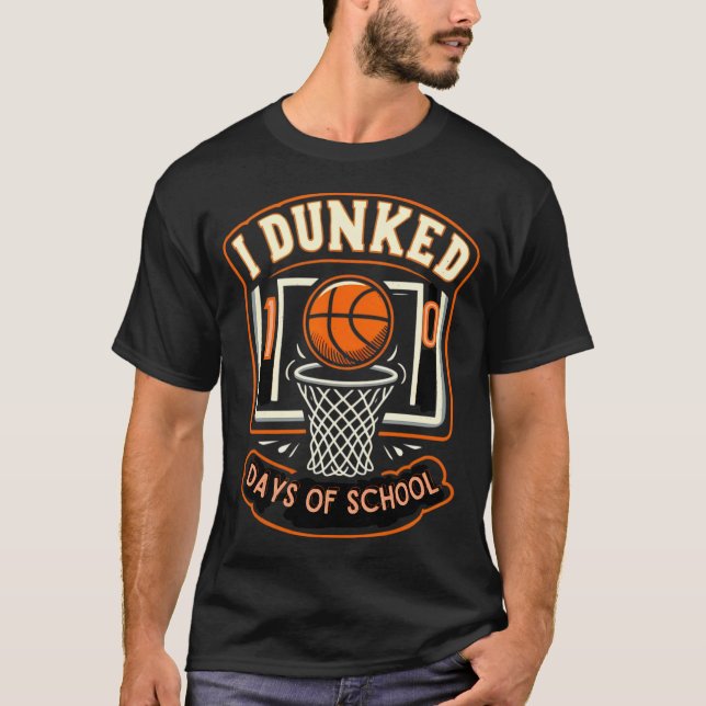 Camiseta Eu Dava 100 Dias De Basquete Escolar 100º Dia B (Frente)