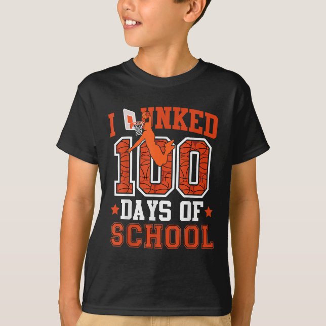 Camiseta Eu Dava 100 Dias De Basquete Escolar 100º Dia K (Frente)