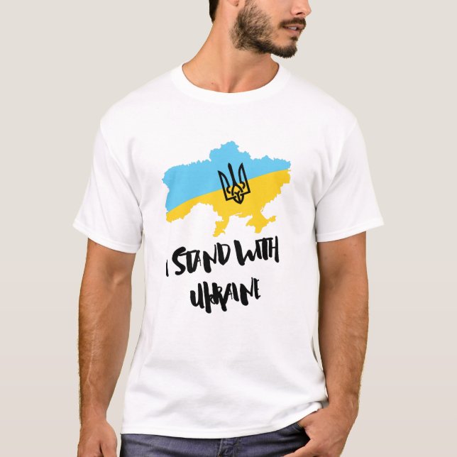Camiseta Eu defendo a bandeira da Ucrânia - apoiem os ucran (Frente)