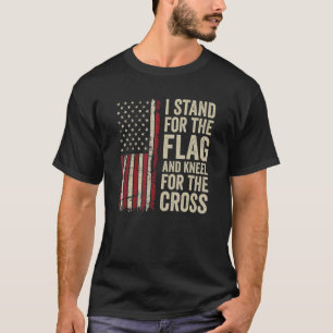 Camiseta Eu Defendo A Bandeira E O Kneel Para A Cruz Chri