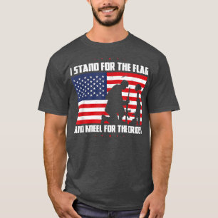 Camiseta Eu Defendo A Bandeira E O Kneel Para A Cruz USA F