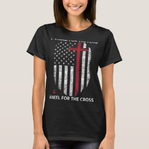 Camiseta Eu Defendo A Bandeira E O Kneel Para A Cruz USA F
