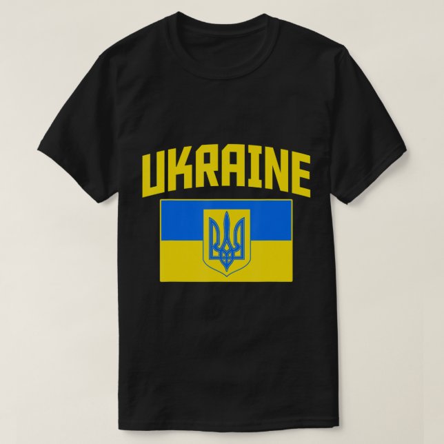 Camiseta Eu Defendo A Ucrânia Levantando A Mão Ukrai (Frente do Design)