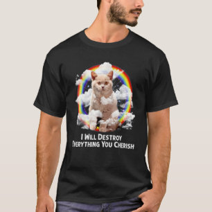 Camiseta Eu Destruirei Tudo Que Você Cheira Gato Arco-Íris