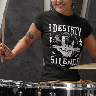 Camiseta Eu Destruo Banda de Música Silenciosa Baterista