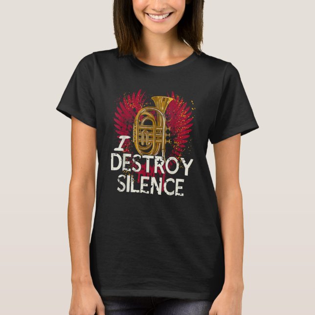 Camiseta Eu Destruo o silêncio baritone saxofone (Frente)