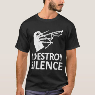 Camiseta Eu Destruo Silence Funny Bagpiper Musico Escócia
