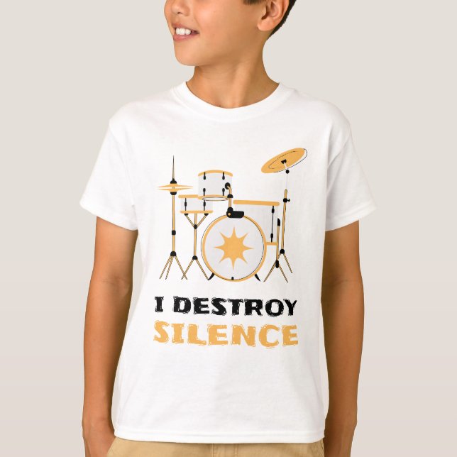 Camiseta Eu Destruo Silence Funny Drummer (Frente)
