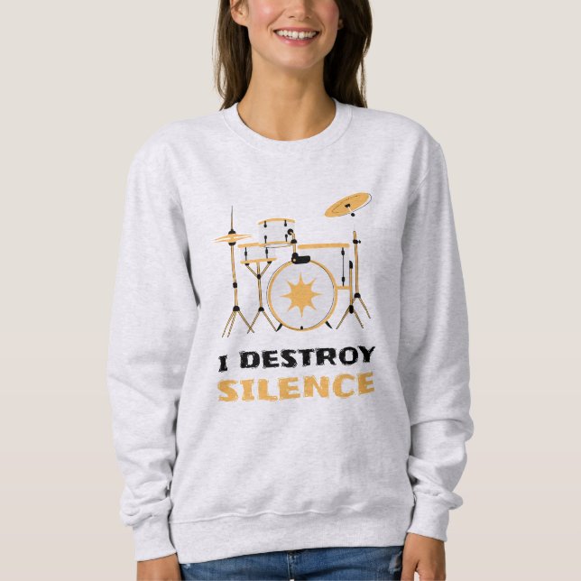 Camiseta Eu Destruo Silence Funny Drummer (Frente)