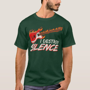 Camiseta Eu Destruo Silence Funny Electric Guitar Player Gu