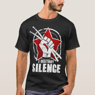 Camiseta Eu Destruo Silence Funny Vintage Drummer Gift