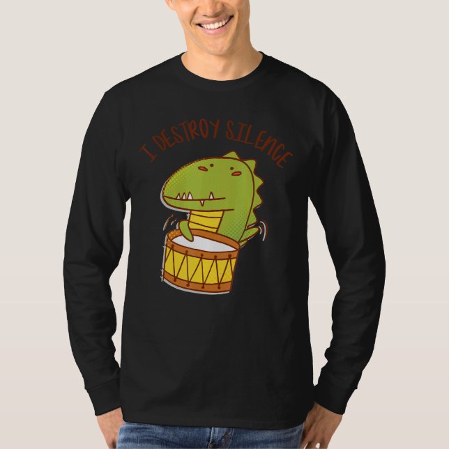 Camiseta Eu Destruo Silence Rockstar Alligator Tocando Tamb (Frente)