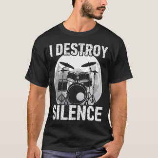 Camiseta Eu Destruo Silêncio Baterista Percussionista
