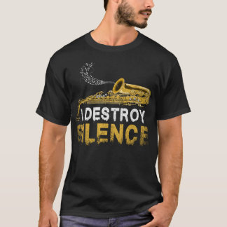 Camiseta Eu Destruo Silêncio Funny Saxofone Donativo Saxofo