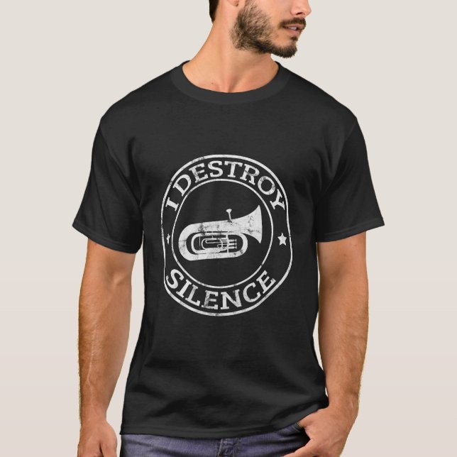 Camiseta Eu Destruo Silêncio Tuba Jogador de Trompete Brass (Frente)