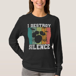 Camiseta Eu Destruo Silêncio Vintage Drummer Retro