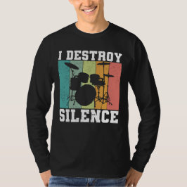 Camiseta Eu Destruo Silêncio Vintage Drummer Retro