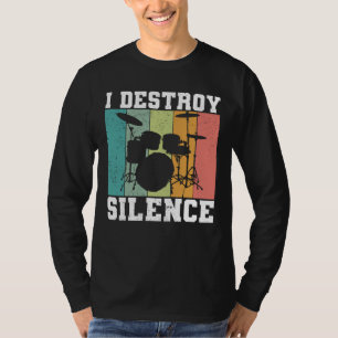 Camiseta Eu Destruo Silêncio Vintage Drummer Retro