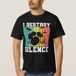 Camiseta Eu Destruo Silêncio Vintage Drummer Retro
