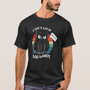 Camiseta Eu Digo Muitas Palavras Maus Retro Gato Preto Gat