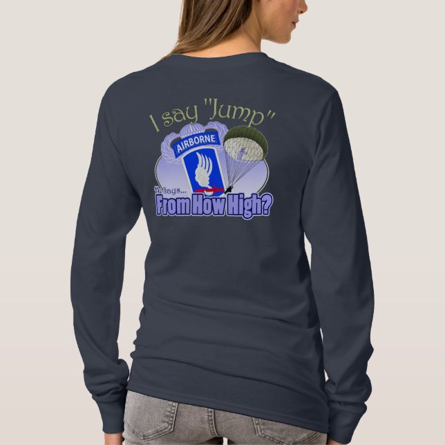 Camiseta Eu digo o salto [173rd transportado por via aérea] (Verso)