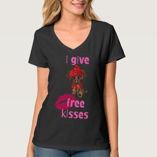 Camiseta Eu dou de graça ao labrador de chocolate para beij (Frente)