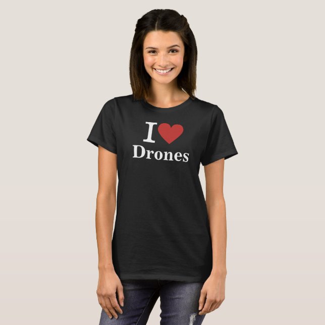 Camiseta Eu ❤️ Drones PERSONALIZADOS Mulheres (Frente Completa)