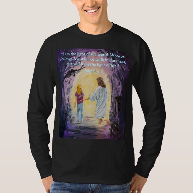 Camiseta Eu e Jesus andando de manga longa (Frente)