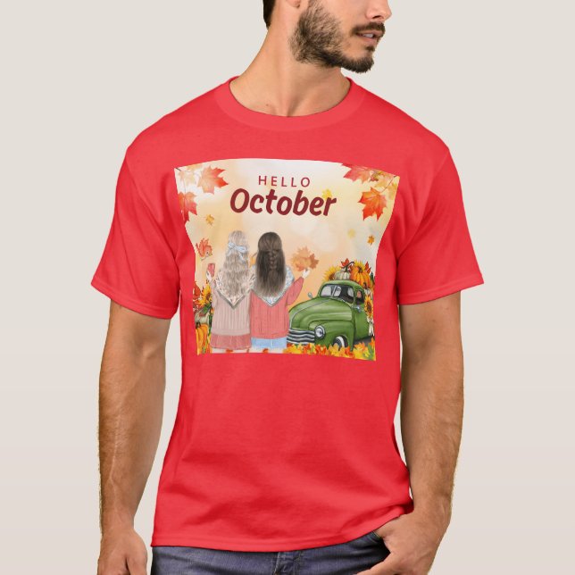 Camiseta Eu e meu amigo, de presente de outubro (Frente)