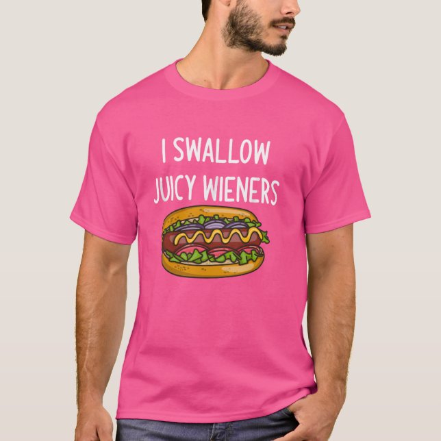 Camiseta Eu engulo Juiche Wieners 4 de julho Piada engraçad (Frente)