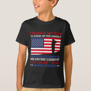 Camiseta Eu Ensinei Meu Filho a Ficar Orgulhoso Mãe Militar