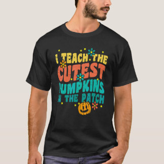 Camiseta Eu Ensino As Abóboras Mais Fofas Retro Vintage Hal