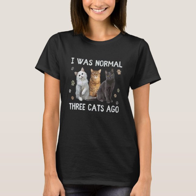 Camiseta Eu Era Normal Três Gatos Atrás (Frente)