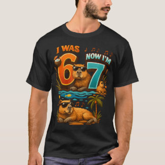 Camiseta Eu Era Seis Agora Eu Tenho Sete 6 7 Capivara 67 Me