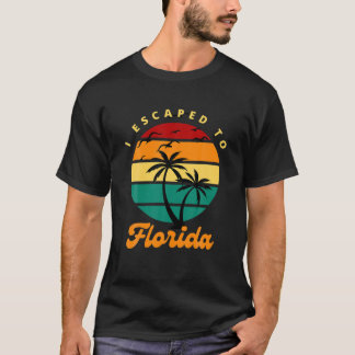 Camiseta Eu Escapei Para Flórida Desantis Palm Trees Seagul