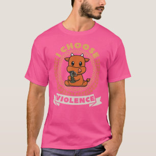 Camiseta Eu Escolho Violência Engraçado Cute Kawaii Vaca Se