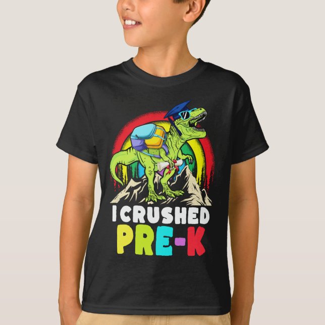 Camiseta Eu Esmagei O Dinossauro T Rex Crianças De Graduaçã (Frente)