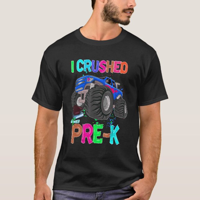 Camiseta Eu Esmagei O Roupa De Caminhão Pré K Monstro Para  (Frente)