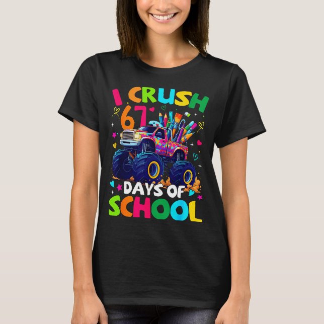 Camiseta Eu Esmago 67 Dias De Aula Meme Caminhão Monstro Gí (Frente)