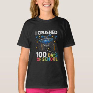 Camiseta Eu Esmaguei 100 Dias de Caminhão Monstro de Menino