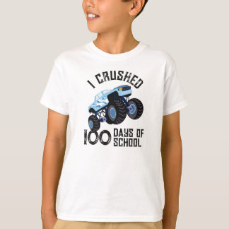 Camiseta Eu esmaguei 100 dias de escola caminhão monstro az