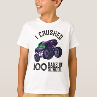 Camiseta Eu esmaguei 100 dias de escola caminhão monstro ro