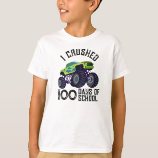 Camiseta Eu esmaguei 100 dias de escola caminhão monstro ve
